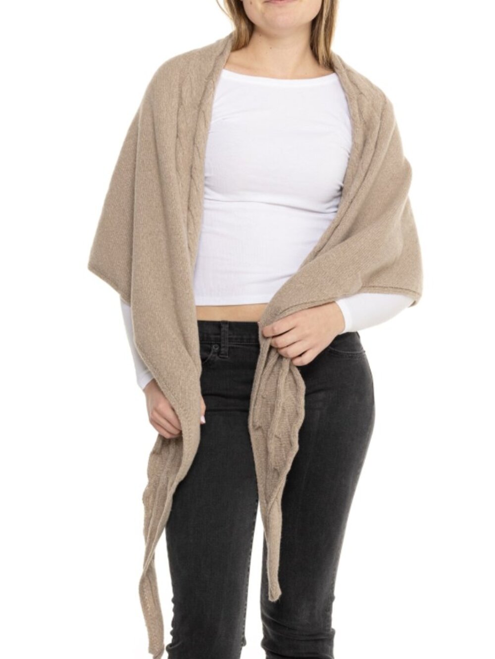 NWT Free People Coastline Cable Knit Scarf Oatmeal